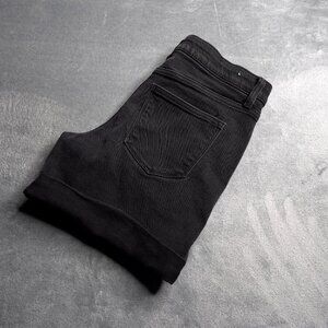 Lularoe Womens Jean Shorts 28 Medium Rise Black Denim Pockets Rolled Cuffs